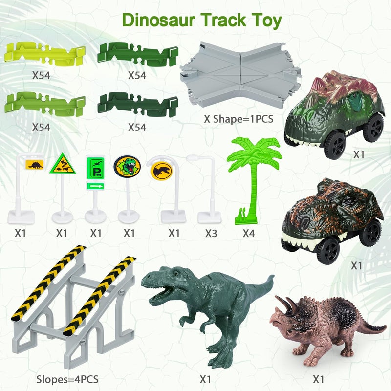 Toyk Dinosaur Toys,Create A Dinosaur World Road Race,Flexible Track Playset and 2 pcs Cool Dinosaur car for 3 4 5 6 Year & Up Old boy Girls Best Gift - Image 2